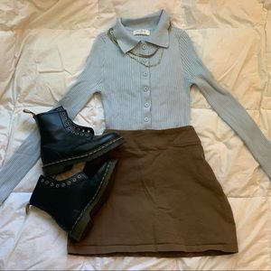 Long sleeve baby blue button up sweater top